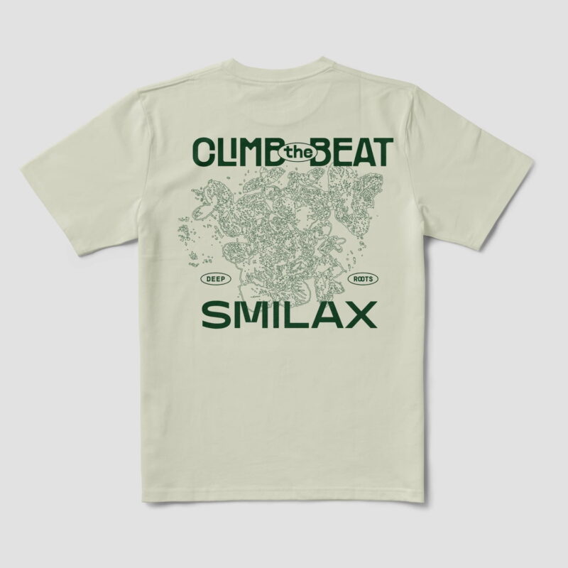 Camiseta beige tienda Smilax diseño climb the beat