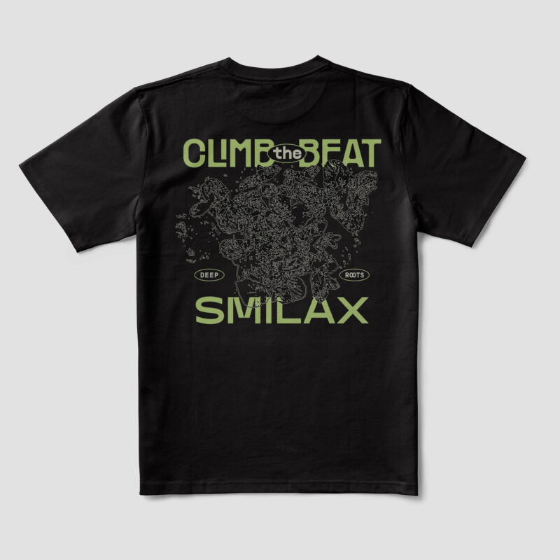 Camiseta negra tienda Smilax diseño climb the beat